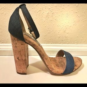Steve Madden Size 7 Denim Heels Ankle Strap